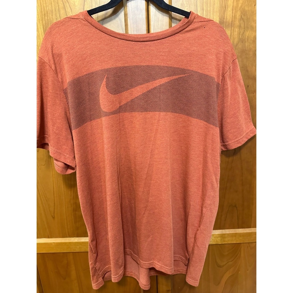 Nike‎ Dri-FIT Mens XL Heathered Orange Training T-Shirt Graphic Swoosh Crew Neck